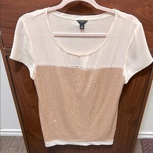 Ann Taylor Tan Sequin Blouse